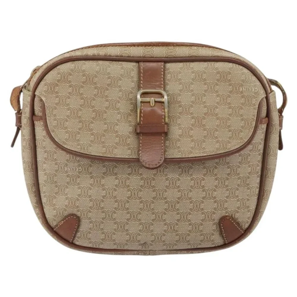 Authentic CELINE Macadam Canvas Shoulder Bag PVC Beige Gold - Picture 9 of 16